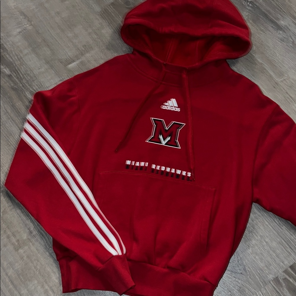 Adidas Miami University RedHawks Hooded Pullover Sweatshirt